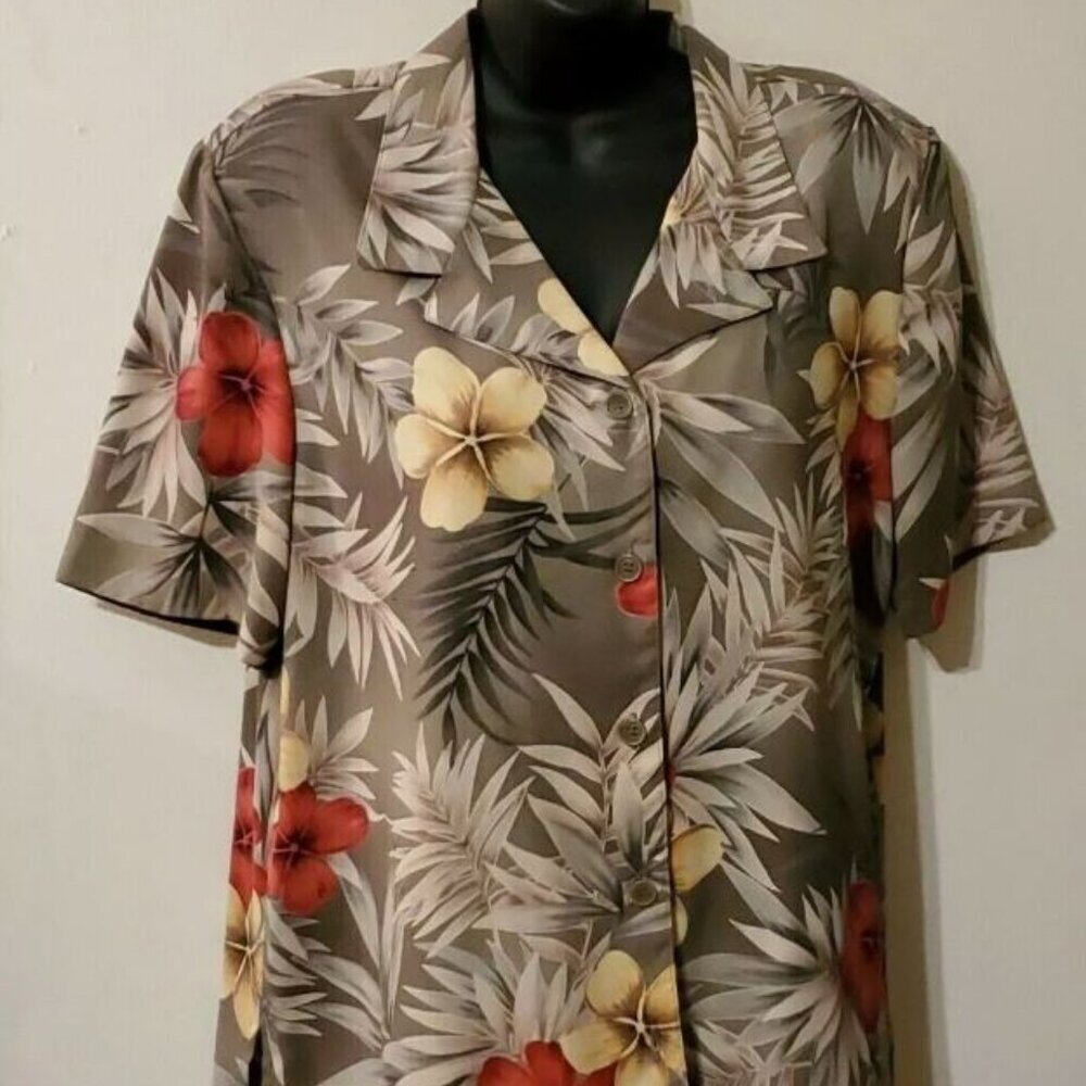 Jaclyn Smith Womens Blouse-Large-Floral Design-100% Polyester, Pre-owned (WC10)